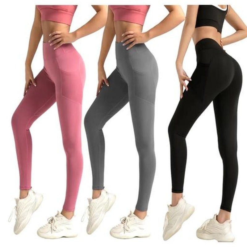 High Waist Pocket Sports Tummy Control Yoga Leggings - FitSpectra