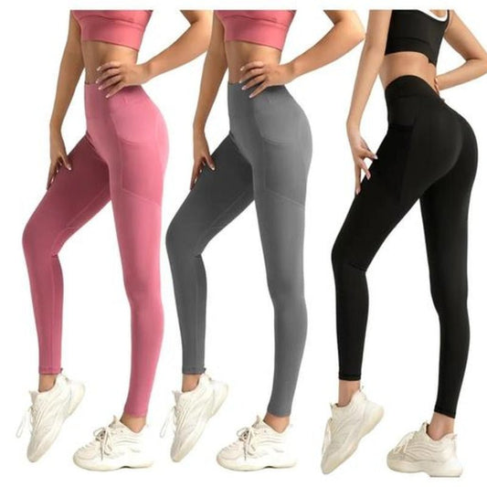 High Waist Pocket Sports Tummy Control Yoga Leggings - FitSpectra