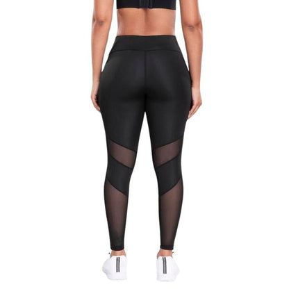 Solid Contrast Mesh Pocket Fitness Leggings - FitSpectra